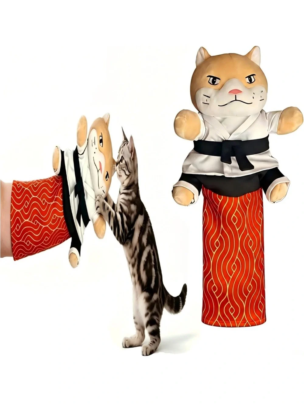 Karate Kitty Puppet Cat Wrestling Play Glove Full-Coverage Arm Sleeves toy nwt
